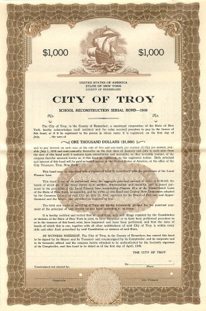 City of Troy - $500 or $1,000 - Bond